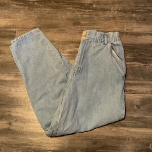 Zara Paperbag Waist Light Wash Denim Jeans